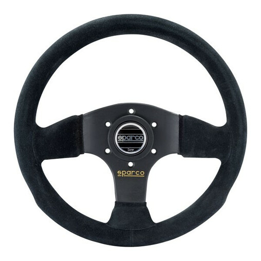 Sparco P300 Flat Steering Wheel, Black Suede, Black Spokes