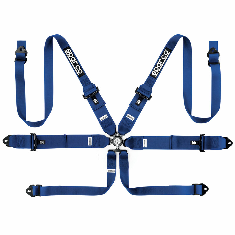 Sparco 6 Points Competition H-3+2 Harness - Steel Adjusters (FIA, Hans)