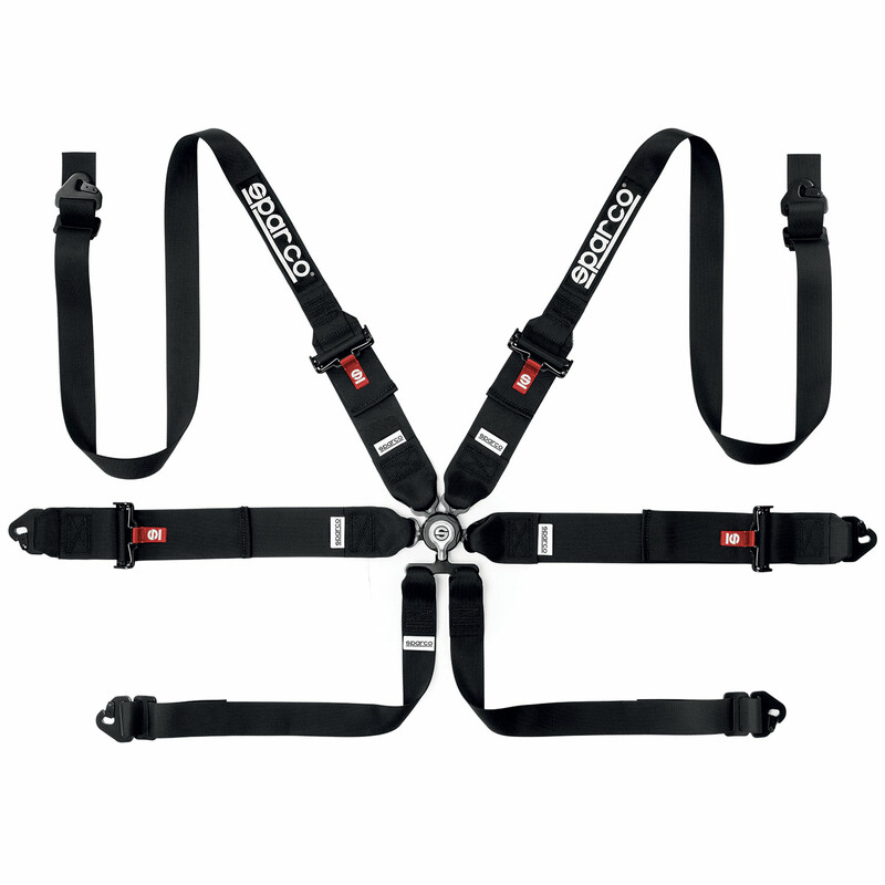 Sparco 6 Points Competition H-3+2 Harness - Steel Adjusters (FIA, Hans)
