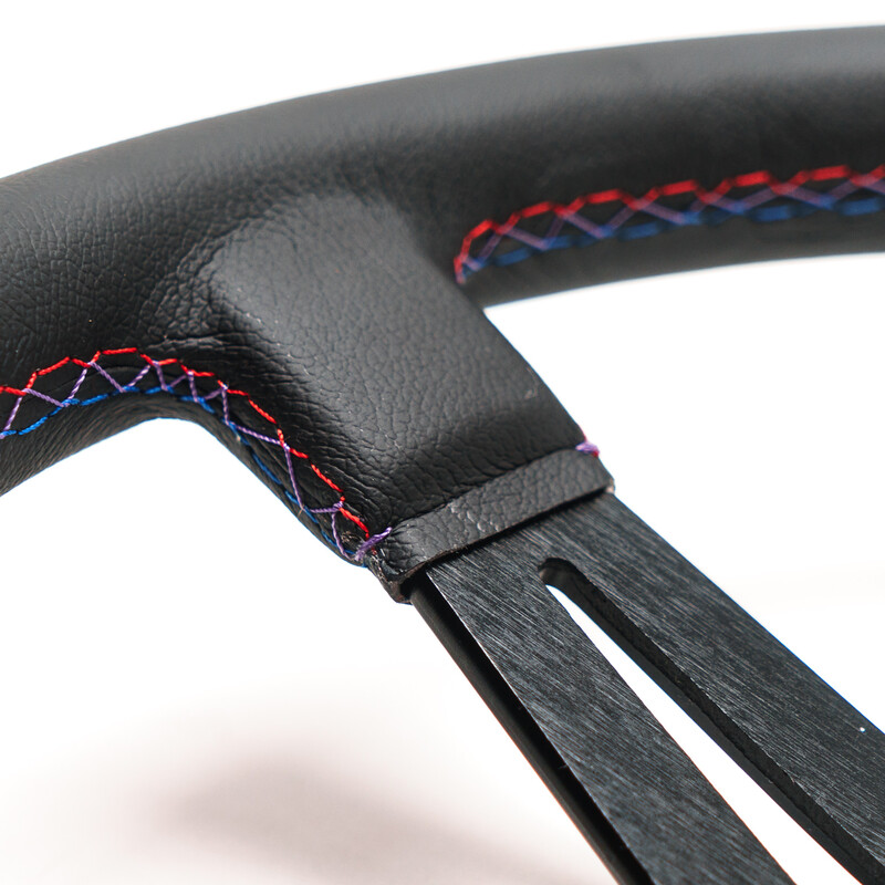 DriftShop Steering Wheel (70 mm Dish), "M Power" Edition, Black Leather