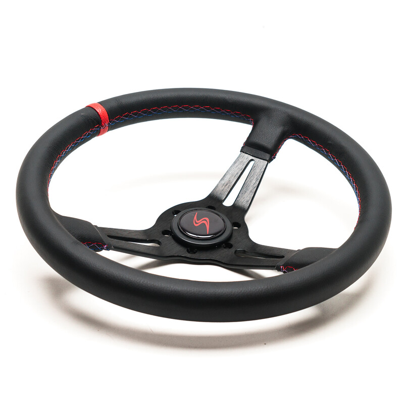DriftShop Steering Wheel (70 mm Dish), "M Power" Edition, Black Leather