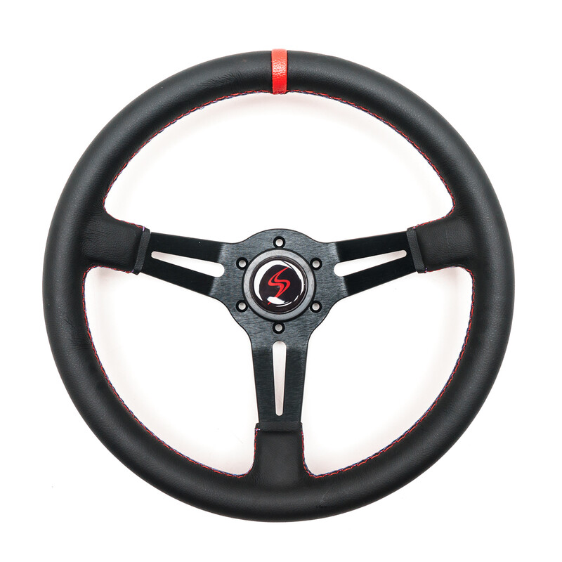 DriftShop Steering Wheel (70 mm Dish), M Power Edition, Black Faux Leather