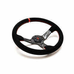 DriftShop Steering Wheel (70 mm Dish), Black Suede, Carbon Spokes