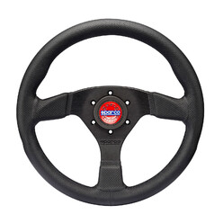Sparco Champion 330 mm Steering Wheel (39 mm Dish), Black Leather, Black Spokes