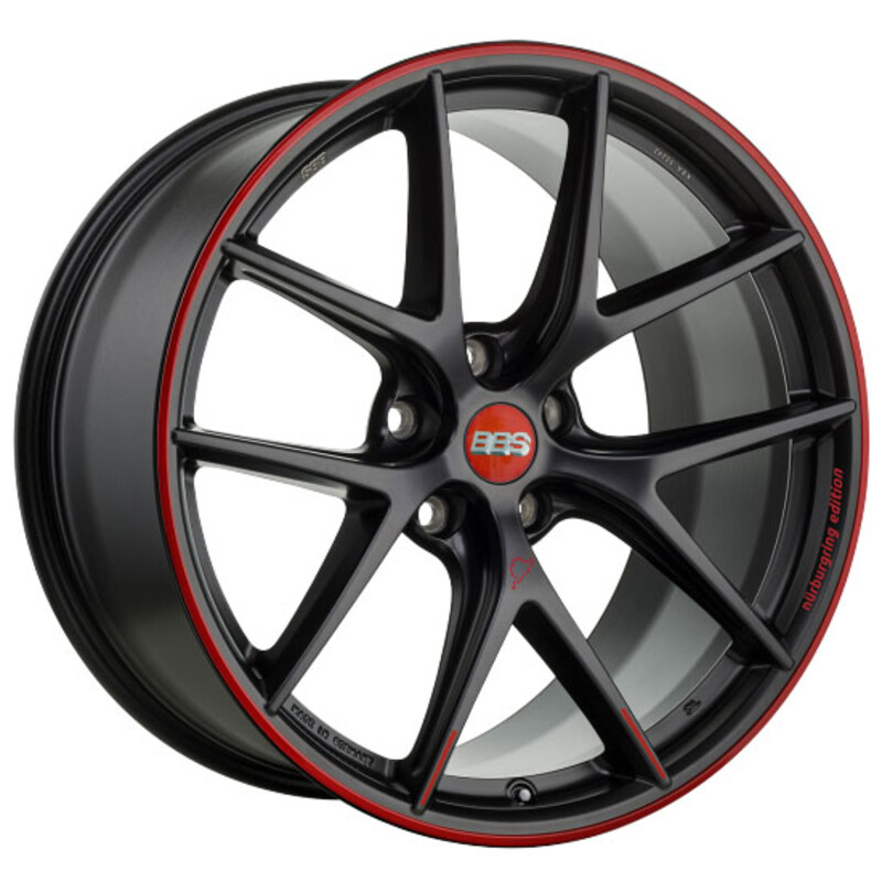 BBS CI-R 19x9.5" 5x120 ET40 Nürburgring Edition, Flat Black / Red Lip