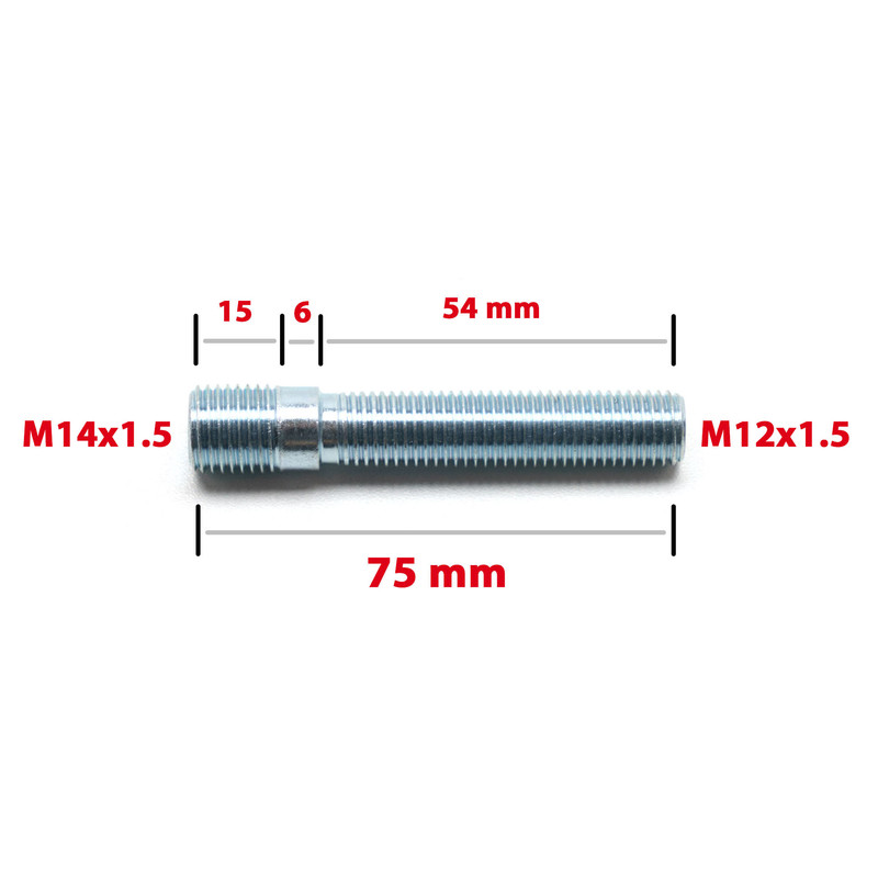 Conversion Wheel Stud - M14x1.5 to M12x1.5
