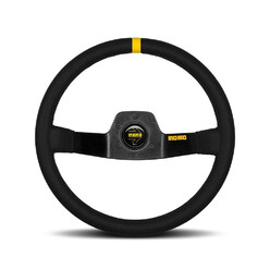 Momo Mod. 02 Steering Wheel (87 mm Dish), Black Suede, Black Spokes - 35 cm