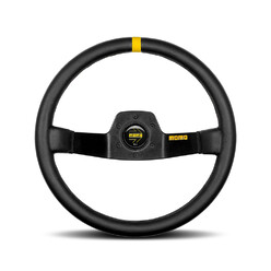 Momo Mod. 02 Steering Wheel (87 mm Dish), Black Leather, Black Spokes - 35 cm