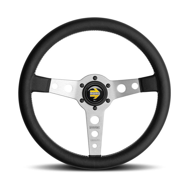 Get Your Momo Prototipo Steering Wheel (39 mm Dish), Black Leather,  Aluminium Spokes - 35 cm | Official Distributor, DriftShop.com