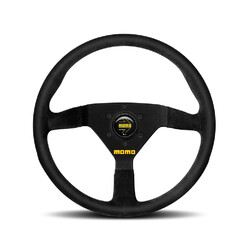 Momo Mod. 78 Steering Wheel (40 mm Dish), Black Suede, Black Spokes - 32 cm