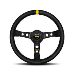 Momo Mod. 07 Steering Wheel (72 mm Dish), Black Suede, Black Spokes - 35 cm