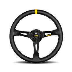 Momo Mod. 08 Steering Wheel (88 mm Dish), Black Leather, Black Spokes - 35 cm