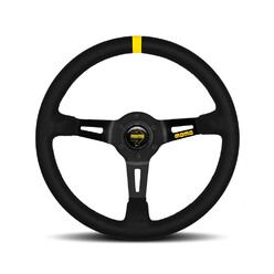 Momo Mod. 08 Steering Wheel (88 mm Dish), Black Suede, Black Spokes - 35 cm