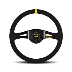 Momo Mod. 03 Steering Wheel (70 mm Dish), Black Suede, Black Spokes - 35 cm