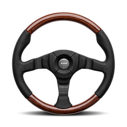 Momo Dark Fighter Steering Wheel (36 mm Dish), Wood, Black Spokes - 35 cm