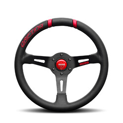 Momo Drifting Steering Wheel (88 mm Dish), Black Leather, Black Spokes - 33 cm