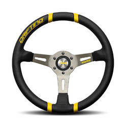 Momo Drifting Steering Wheel (90 mm Dish), Black Leather, Anthracite Spokes - 35 cm