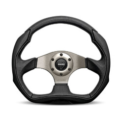 Momo Eagle Steering Wheel (40 mm Dish), Black Leather, Anthracite Spokes - 35 cm