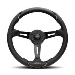 Momo Gotham Steering Wheel (70 mm Dish), Black Leather, Black Spokes - 35 cm