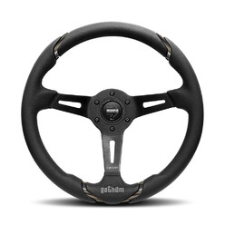 Momo Gotham Steering Wheel (70 mm Dish), Black Leather, Black Spokes - 35 cm