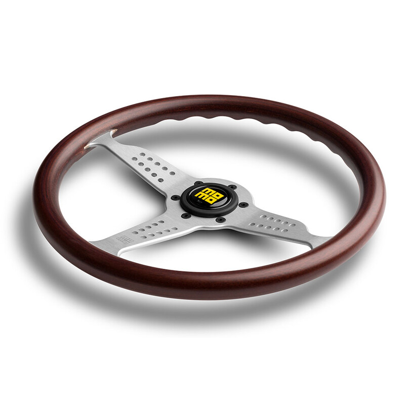 Momo Grand Prix Steering Wheel (37 mm Dish), Wood, Aluminium Spokes - 35 cm