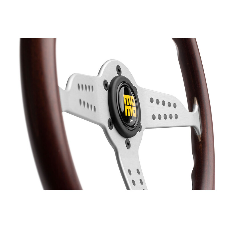 Momo Grand Prix Steering Wheel (37 mm Dish), Wood, Aluminium Spokes - 35 cm