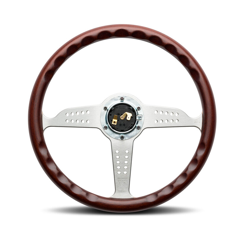 Momo Grand Prix Steering Wheel (37 mm Dish), Wood, Aluminium Spokes - 35 cm