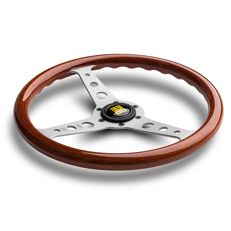 Momo Indy Heritage Steering Wheel (37 mm Dish), Wood, Aluminium Spokes - 35 cm