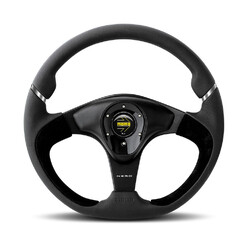 Momo Nero Steering Wheel (38 mm Dish), Black Leather, Black Spokes - 35 cm