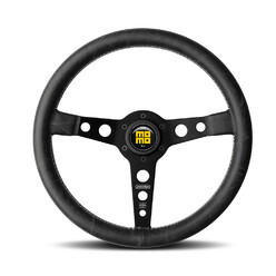 Momo Prototipo Heritage Steering Wheel (39 mm Dish), Black Leather, Black Spokes - 35 cm