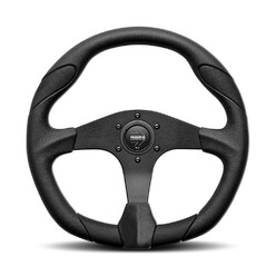 Momo Quark Steering Wheel (40 mm Dish), Black Leather, Black Spokes - 35 cm