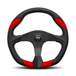 Momo Quark Steering Wheel (40 mm Dish), Black Leather, Black Spokes - 35 cm