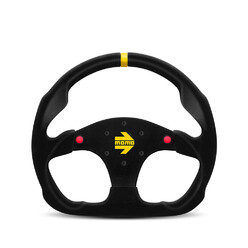 Momo Mod. 30B Steering Wheel (39 mm Dish), Black Suede, Black Spokes - 32 cm