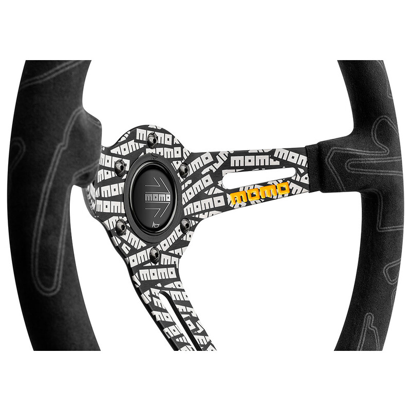 Momo Ultra Steering Wheel (90 mm Dish), Alcantara, Black Spokes - 35 cm