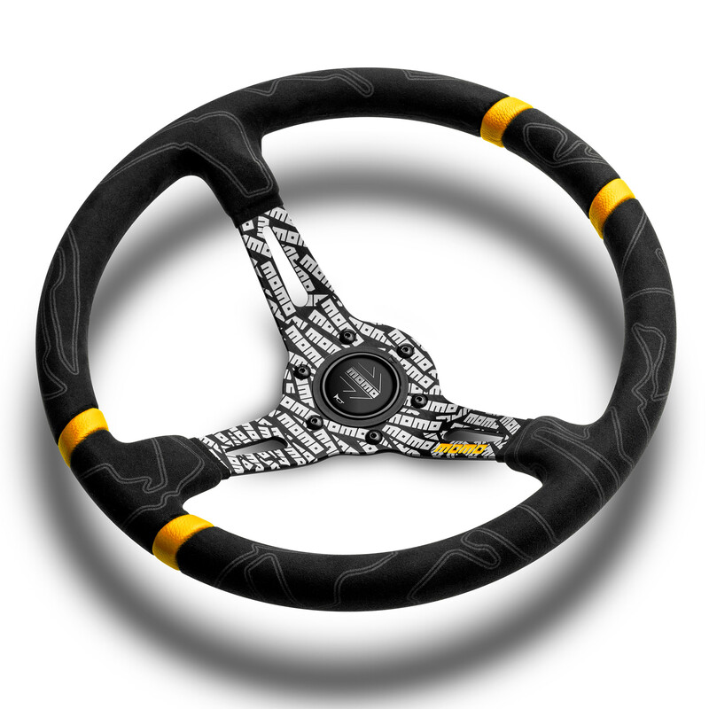Momo Ultra Steering Wheel (90 mm Dish), Alcantara, Black Spokes - 35 cm