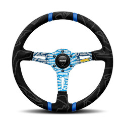 Momo Ultra Steering Wheel (90 mm Dish), Alcantara, Blue Spokes - 35 cm Momo Ultra Steering Wheel (90 mm Dish), Alcantara, Blue Spokes - 35 cm