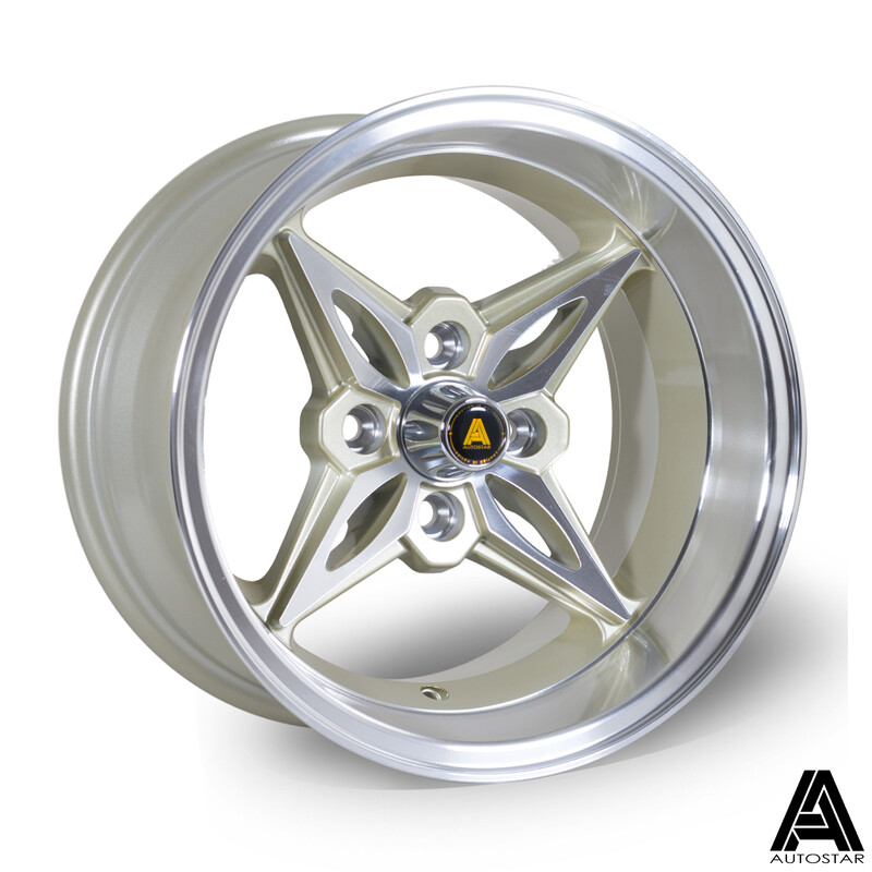 Autostar Kanji 14x8" 4x100 ET-5, Gold, Polished Lip