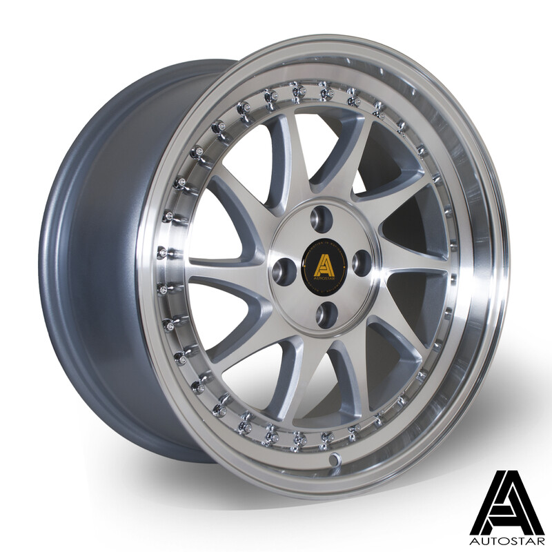 Autostar Vader 17x8" 5x100 ET30, Silver, Polish Face