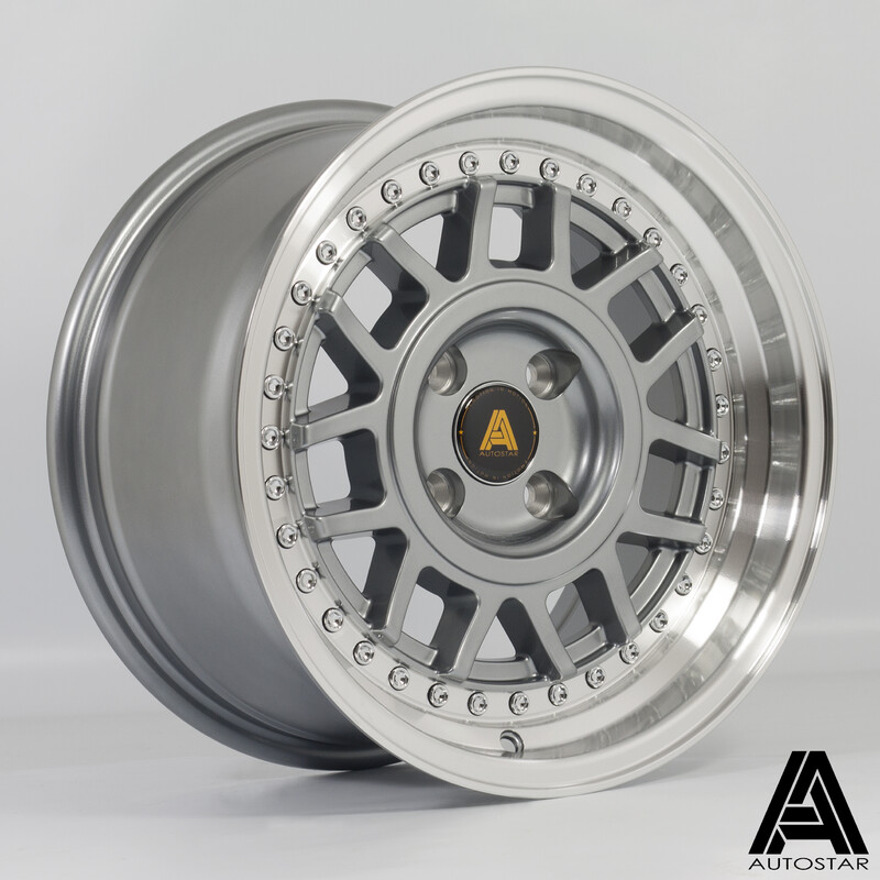 Autostar Storm 15x8" 4x100 ET25, Gunmetal, Polished Lip