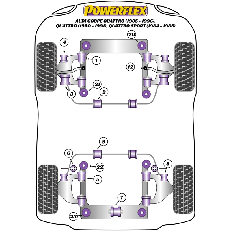 Powerflex Poly Bushes for Audi Quattro & Quattro Sport (80-91)