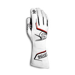 Sparco Arrow Gloves, White & Red (FIA)