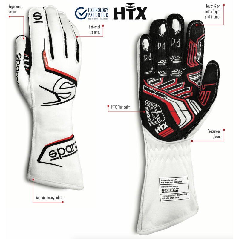 Sparco Arrow Gloves, Black & White (FIA)