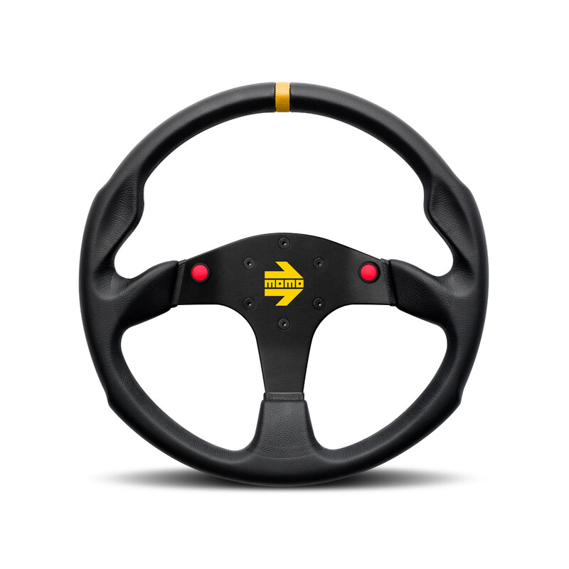 Momo Mod. 80 Steering Wheel, Black Leather, 2 Buttons - 35 cm