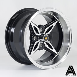 Autostar Kanji 14x8" 4x114.3 ET-5, Black, Polished Lip