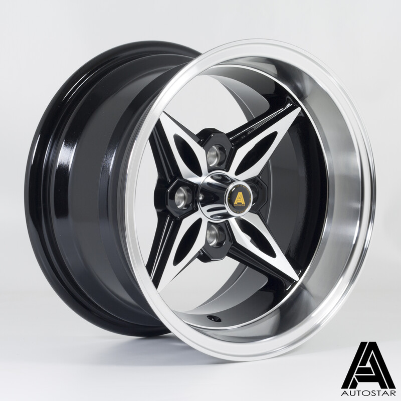 Autostar Kanji 14x8" 4x114.3 ET-5, Black, Polished Lip