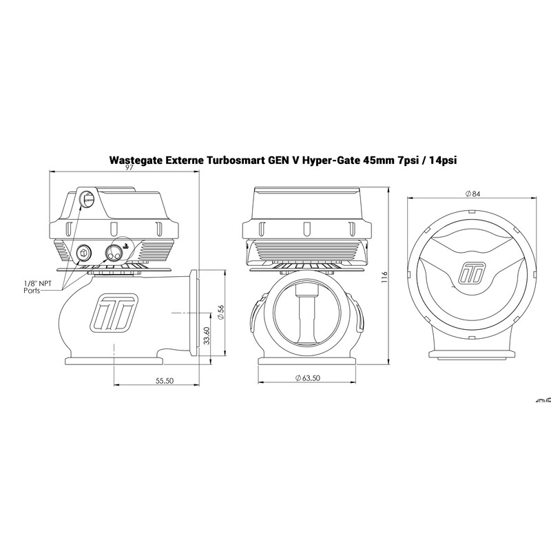 Turbosmart Gen V Hyper-Gate External Wastegate (45 mm)