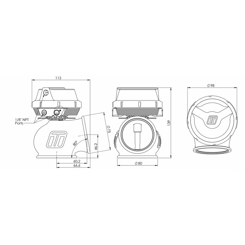 Turbosmart Gen V Power-Gate External Wastegate (60 mm)