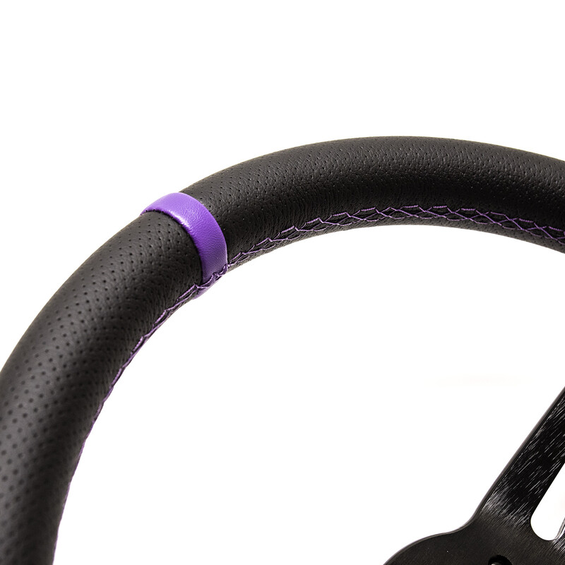 DriftShop Steering Wheel (70 mm Dish), Purple Edition, Black Leather