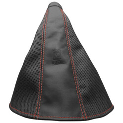 Nardi Handbrake Gaiter in Black Perforated Leather, Red Stitching