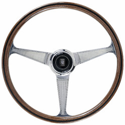 Nardi "Anni 60" Steering Wheel, Wood, Chrome Spokes, 45 mm Dish, Ø38 cm